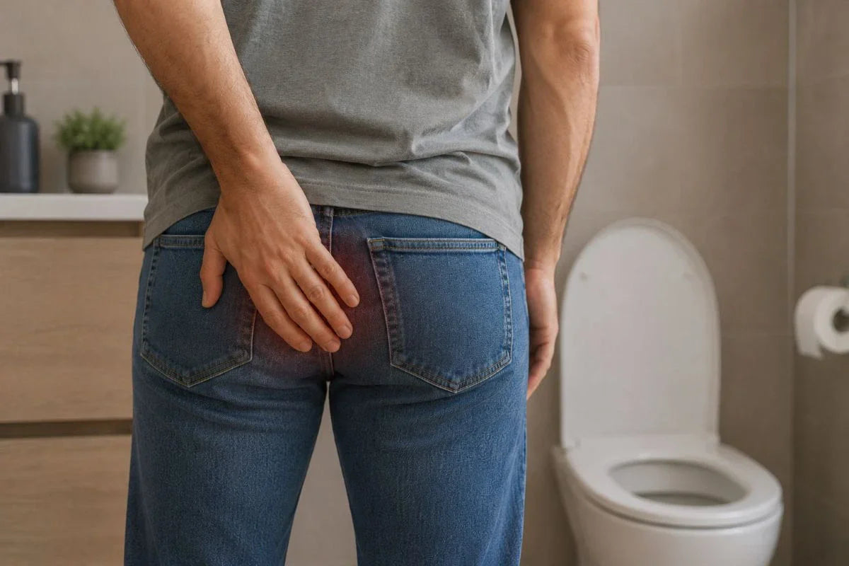 hombre irritación al limpiarse el culo